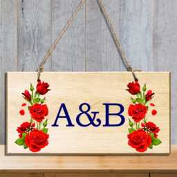 Custom Hanging Wooden Sign, Personalised Plaque For Door Or Wall, Rustic Home Decor, Floral Design Garden - thumbnail 3