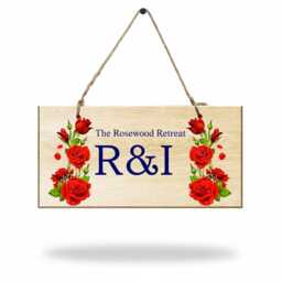 Custom Hanging Wooden Sign, Personalised Plaque For Door Or Wall, Rustic Home Decor, Floral Design Garden - thumbnail 4