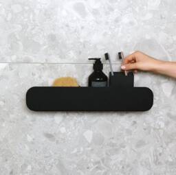 Black Rounded Shower Shelf, Modern Shower Shelf With A Curve, Curved Bathroom Minimalist Caddy, Storage, Ragio