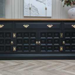 Vintage Antique Oak Sideboard Dining Room Table Dresser Console Unit Showhome - thumbnail 2