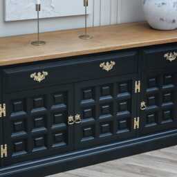 Vintage Antique Oak Sideboard Dining Room Table Dresser Console Unit Showhome - thumbnail 3