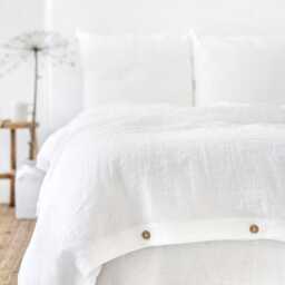 White Linen Duvet Cover Queen King Comforter Bedding - thumbnail 2