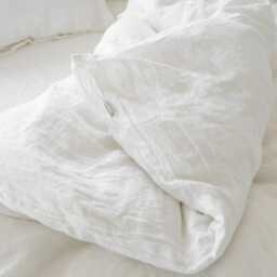 White Linen Duvet Cover Queen King Comforter Bedding - thumbnail 3