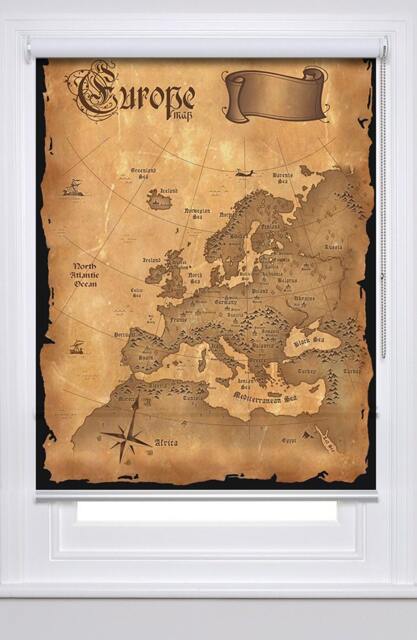 Vintage European Map Photo in 2 Sizes Custom Made Printed Window - Vin08 Roller Blind, Opaque Or Blackout Shade - image 1