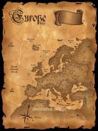Vintage European Map Photo in 2 Sizes Custom Made Printed Window - Vin08 Roller Blind, Opaque Or Blackout Shade - thumbnail 3