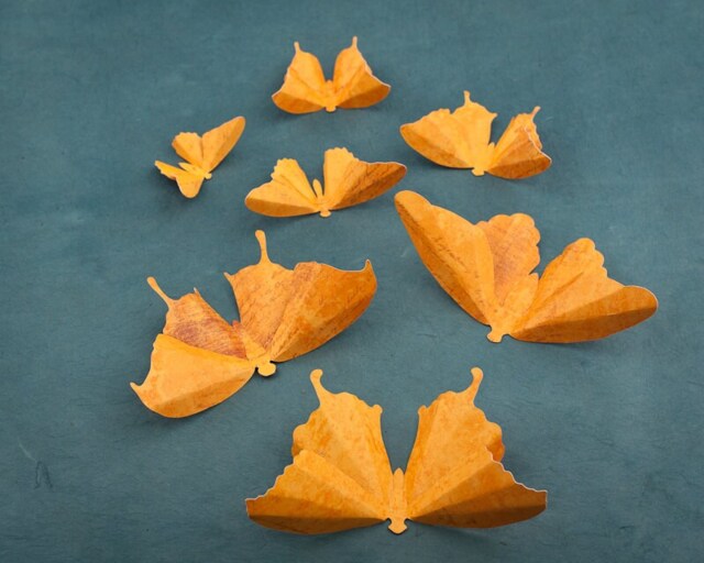 3D Butterfly Wall Art Orange Scorched Script Paper Butterflies For Decor, Dorm Room - image 1