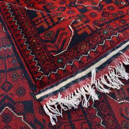 5x7 Hand-Knotted Afghan Bukhara Wool Rug Red Oriental Carpet - thumbnail 4