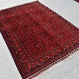 5x7 Hand-Knotted Afghan Bukhara Wool Rug Red Oriental Carpet - thumbnail 2