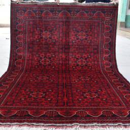 5x7 Hand-Knotted Afghan Bukhara Wool Rug Red Oriental Carpet - thumbnail 3