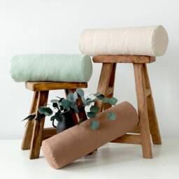 Linen Bolster Pillow With Insert, Removable Cover Zipper, Cylindrical Throw Pillows in Various Colors - thumbnail 4