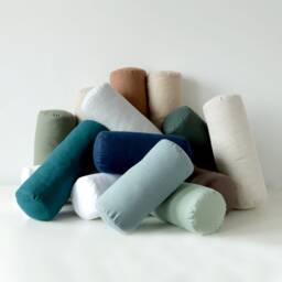Linen Bolster Pillow With Insert, Removable Cover Zipper, Cylindrical Throw Pillows in Various Colors