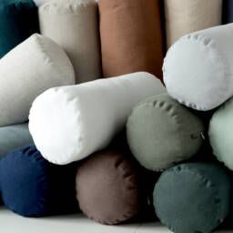 Linen Bolster Pillow With Insert, Removable Cover Zipper, Cylindrical Throw Pillows in Various Colors - thumbnail 3