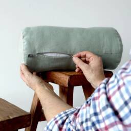 Linen Bolster Pillow With Insert, Removable Cover Zipper, Cylindrical Throw Pillows in Various Colors - thumbnail 2