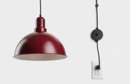 Lias Minimalist Plug-In Pendant Lamp Shade With On/Off Switch Burgundy