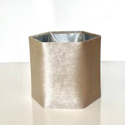 New Luxury Premium Quality Hexagon Velvet Lamp Shade Pendant Light Stone Neutral With Brushed Silver Lining - thumbnail 2