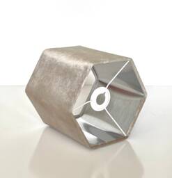 New Luxury Premium Quality Hexagon Velvet Lamp Shade Pendant Light Stone Neutral With Brushed Silver Lining