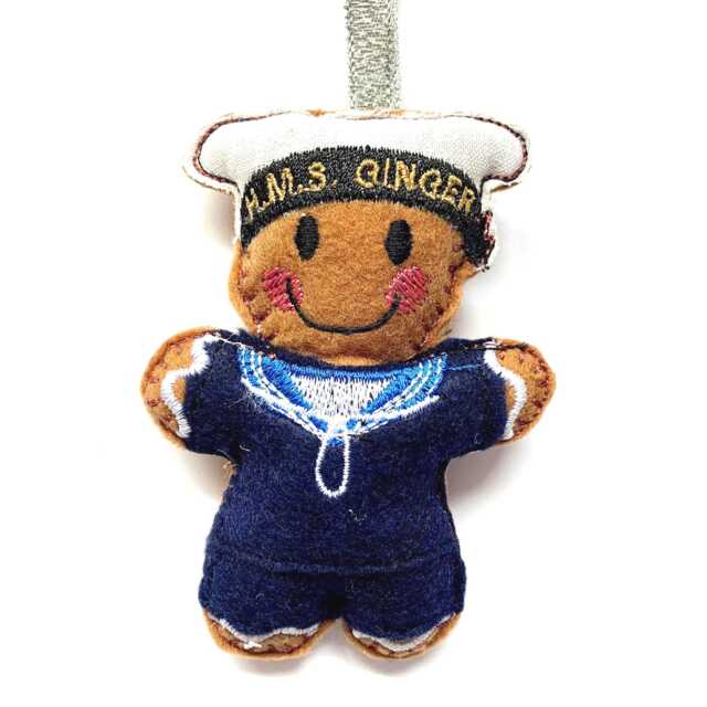 Royal Navy Sailor, Military Ornament, Felt Gingerbread Man Christmas Decoration - image 1