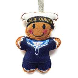 Royal Navy Sailor, Military Ornament, Felt Gingerbread Man Christmas Decoration - thumbnail 1