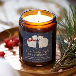 Personalised Polar Bear Couple Christmas Candle Soy Wax, Apothecary Jar - thumbnail 1