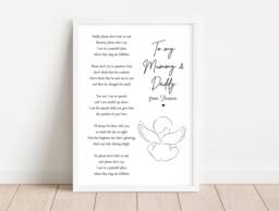Personalised Mummy Daddy Print Hands Baby Loss Angel - Unframed - thumbnail 1