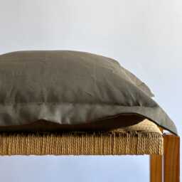 Linen Pillowcase , Natural Color Striped Pillow Cover - thumbnail 3