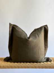 Linen Pillowcase , Natural Color Striped Pillow Cover - thumbnail 1
