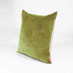Green Velvet Pillow Cover, Cotton & Linen, Reversible, Sizes Available - thumbnail 2