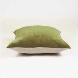 Green Velvet Pillow Cover, Cotton & Linen, Reversible, Sizes Available - thumbnail 3