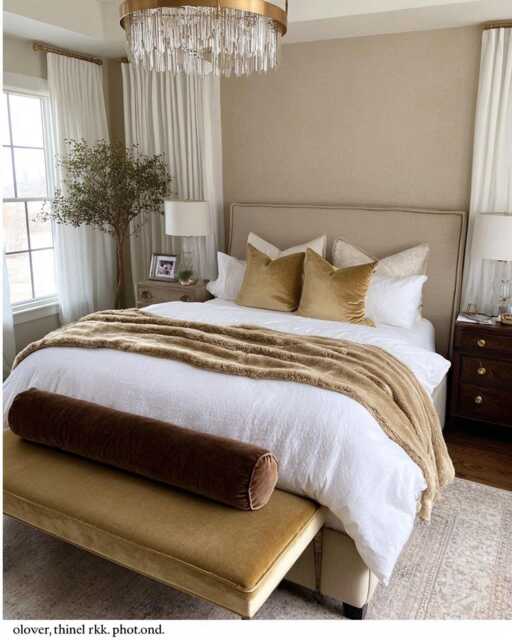 Gold Mink Velvet Pillow Cover, Handmade Decorative Throw - image 1