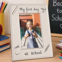 My First Day At School Photo Frame, Silver Plated Keepsake, 4x6 - thumbnail 2