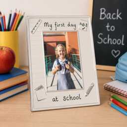 My First Day At School Photo Frame, Silver Plated Keepsake, 4x6 - thumbnail 1