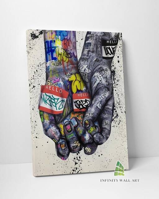 Lover Hands Graffiti Canvas Art Wall Print Picture Banksy Style Framed Home Decor -C977 - image 1