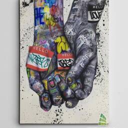 Lover Hands Graffiti Canvas Art Wall Print Picture Banksy Style Framed Home Decor -C977 - thumbnail 2