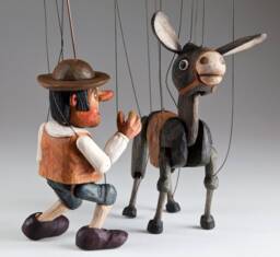 Sancho Panza & His Dapple Donkey Czech Marionette
