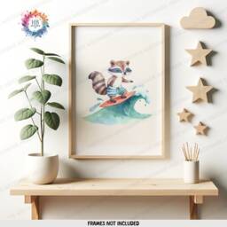 Surf Animal Prints - Set Of 3 Posters - Children Surfer Wall Art Kids Surfing Nursery Decor Ocean Artwork Illustration Surfboard - thumbnail 3