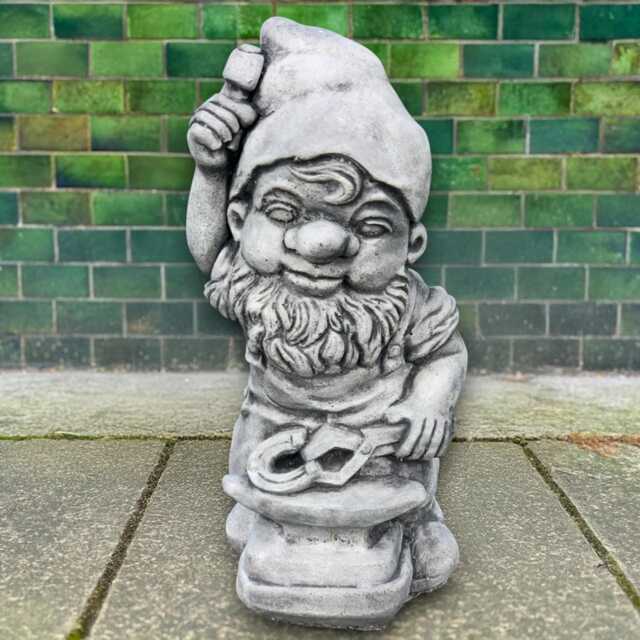 Concrete Blacksmith Gnome Statue Garden Cement Dwarf Sculpture Stone Craftsman Outdoor Decor Funny Ornament Gnome Lawn Art Gift - image 1