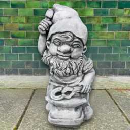 Concrete Blacksmith Gnome Statue Garden Cement Dwarf Sculpture Stone Craftsman Outdoor Decor Funny Ornament Gnome Lawn Art Gift - thumbnail 1