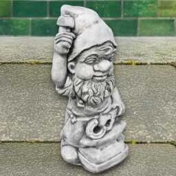 Concrete Blacksmith Gnome Statue Garden Cement Dwarf Sculpture Stone Craftsman Outdoor Decor Funny Ornament Gnome Lawn Art Gift - thumbnail 3