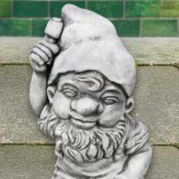 Concrete Blacksmith Gnome Statue Garden Cement Dwarf Sculpture Stone Craftsman Outdoor Decor Funny Ornament Gnome Lawn Art Gift - thumbnail 2