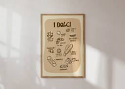 Poster Dolci, Italian Food Dessert Illustrated Print, Sweets, Italian Food, Printing, Kitchen Art Print - thumbnail 1