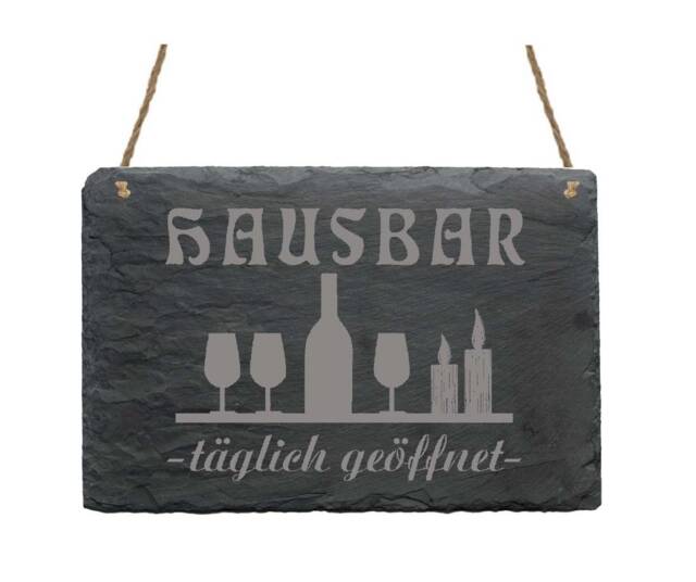 Slate Slab ??Hausbar Open Daily?? Sign Slate Door Decoration Wall Bar Kitchen Alcohol Minibar Pub Home