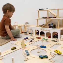 Toddler Boy Wooden Toy Car Garage, Cars With Wash, Parking Garage Ramp, Baby Gas Station, Birthday Gift