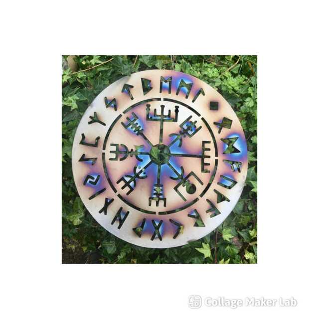 Rainbow Steel Viking Compass Wall Art Garden Decor Plaque - image 1