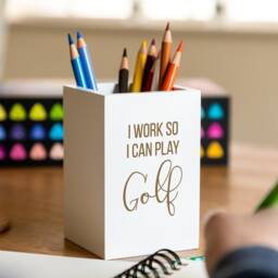 Funny Golf Pen Holder Engraved Wooden Pencil Pot - Lc259