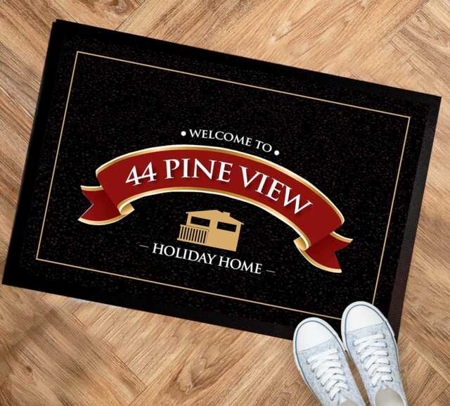 Personalised Static Caravan Door Mat - Red Ribbon Holiday Cabin 60 X 40cm - Life Accessories - image 1