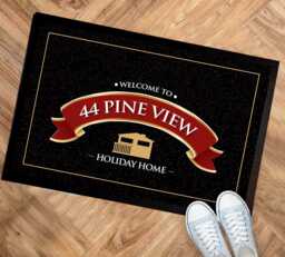 Personalised Static Caravan Door Mat - Red Ribbon Holiday Cabin 60 X 40cm - Life Accessories - thumbnail 1
