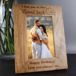 Personalised I Love You To The Moon & Back Wooden Photo Frame Gift Ideas For Valentines Day Anniversary Mothers Birthday Her Him - thumbnail 2