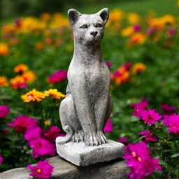 Concrete Panther Statue Massive Oriental Cat Figurine Stone Feline Sculpture Cement Garden Ornament Big Decor Handmade Pet Lover Gift - thumbnail 1
