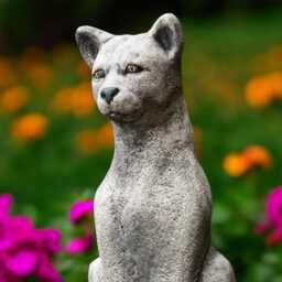 Concrete Panther Statue Massive Oriental Cat Figurine Stone Feline Sculpture Cement Garden Ornament Big Decor Handmade Pet Lover Gift - thumbnail 3