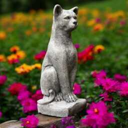 Concrete Panther Statue Massive Oriental Cat Figurine Stone Feline Sculpture Cement Garden Ornament Big Decor Handmade Pet Lover Gift - thumbnail 2